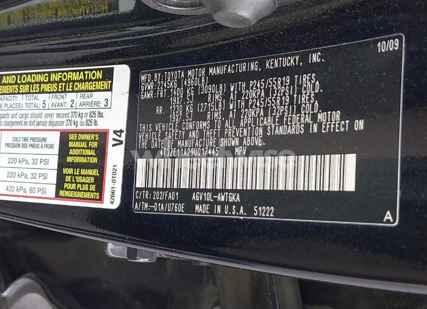 Photo 9 of 2009 Toyota Venza (VIN 4T3ZE11A29U017445)
