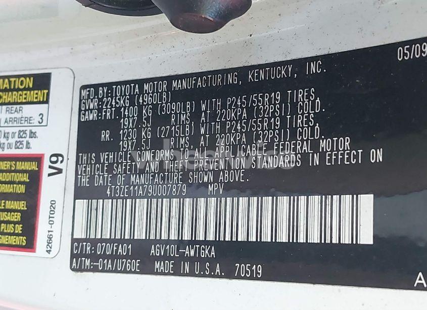 Photo 9 of 2009 Toyota Venza (VIN 4T3ZE11A79U007879)