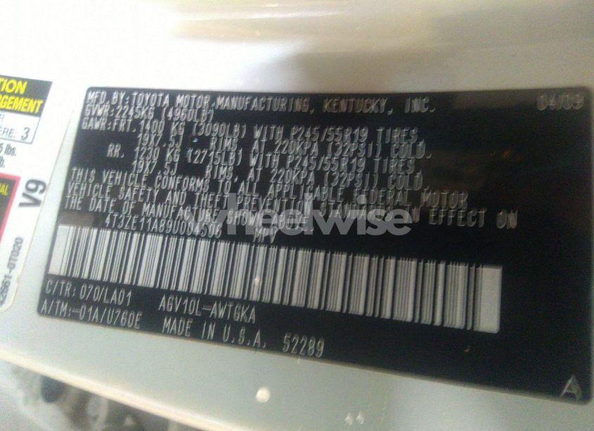 Photo 9 of 2009 Toyota Venza (VIN 4T3ZE11A89U004506)