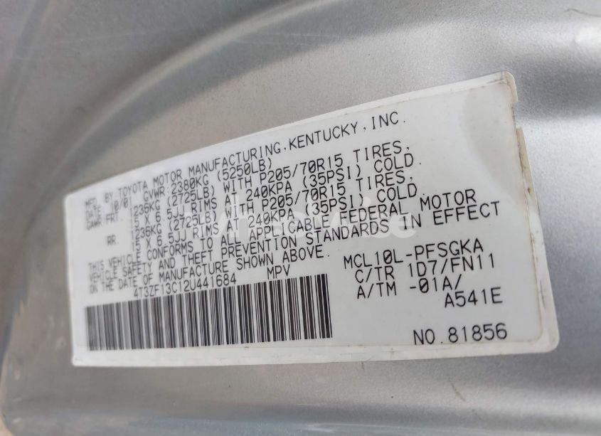 Photo 9 of 2002 Toyota Sienna LE (VIN 4T3ZF13C12U441684)