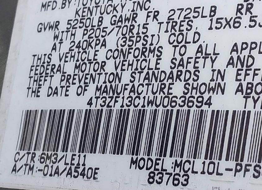 Photo 9 of 1998 Toyota Sienna XLE (VIN 4T3ZF13C1WU063694)