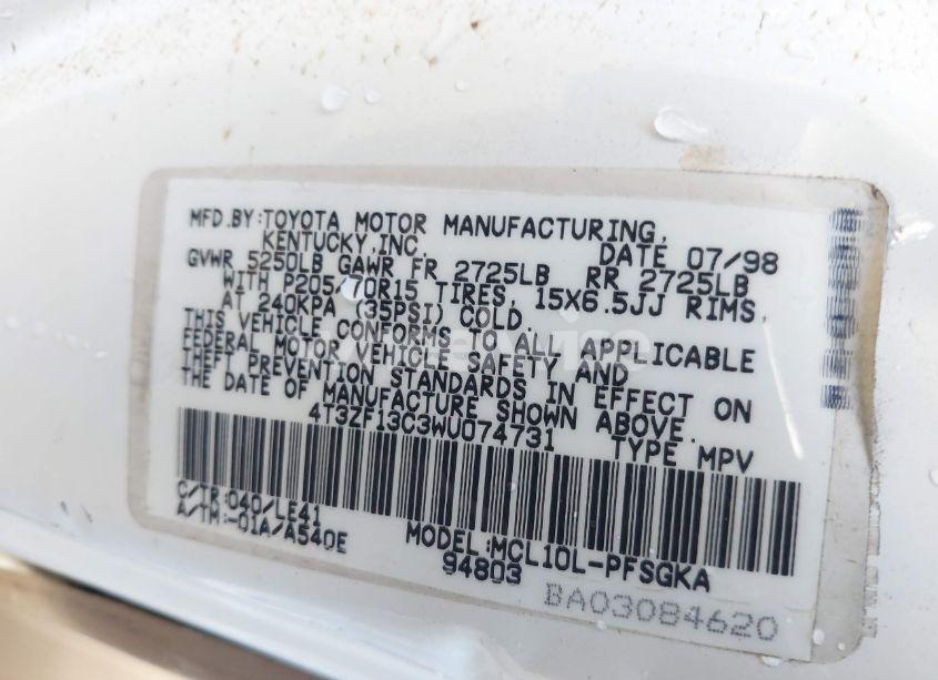 Photo 9 of 1998 Toyota Sienna XLE (VIN 4T3ZF13C3WU074731)