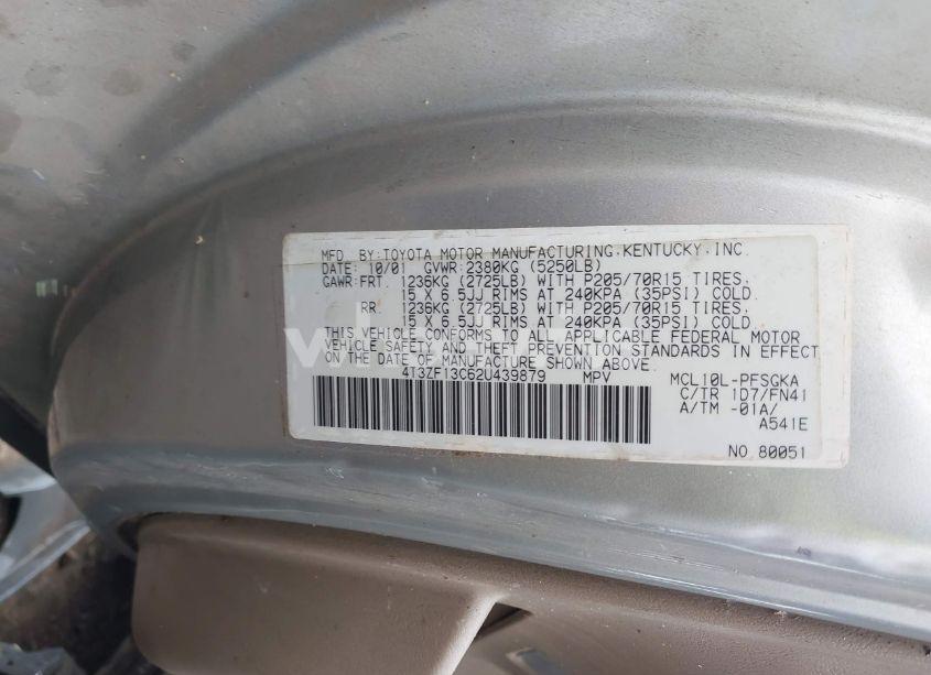Photo 9 of 2002 Toyota Sienna LE (VIN 4T3ZF13C62U439879)