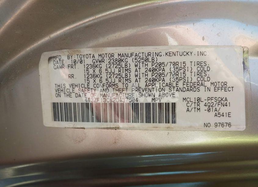 Photo 9 of 2002 Toyota Sienna LE (VIN 4T3ZF13C82U437504)