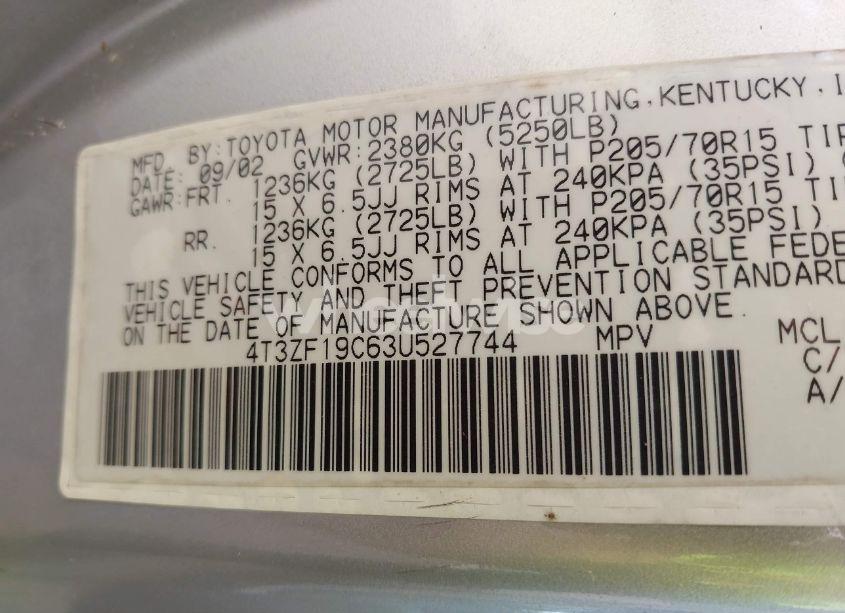 Photo 9 of 2003 Toyota Sienna CE (VIN 4T3ZF19C63U527744)