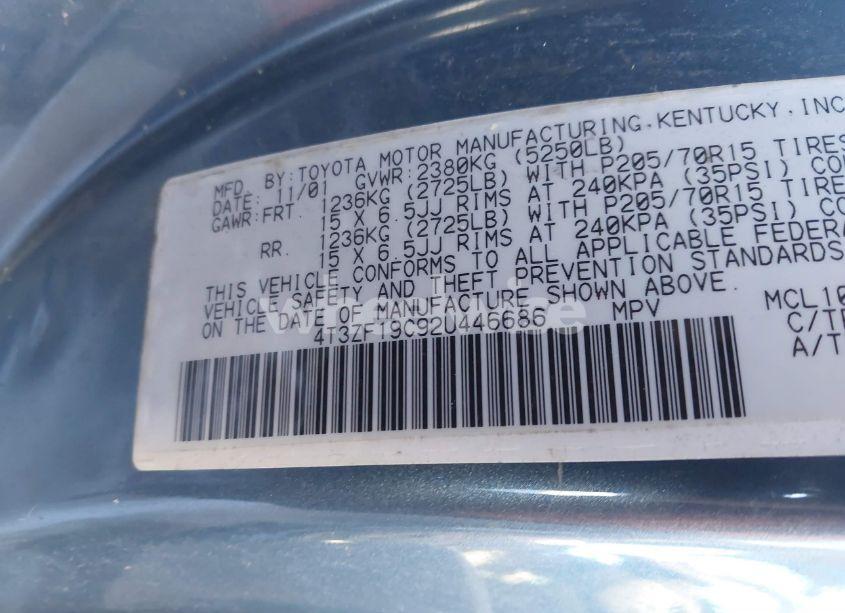 Photo 9 of 2002 Toyota Sienna CE (VIN 4T3ZF19C92U446686)
