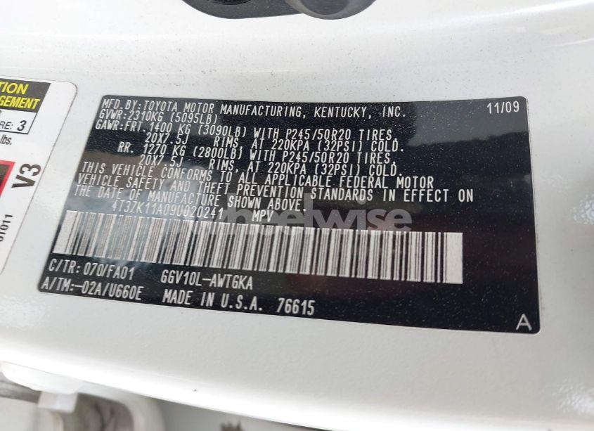 Photo 9 of 2009 Toyota Venza BASE V6 (VIN 4T3ZK11A09U020241)