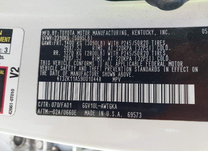 Photo 9 of 2009 Toyota Venza BASE V6 (VIN 4T3ZK11A59U010448)