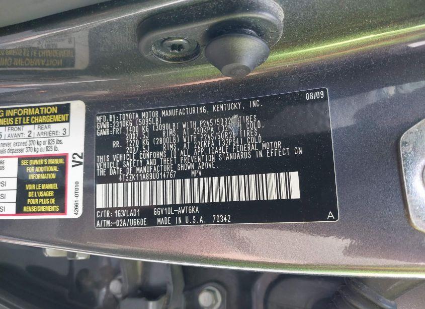 Photo 9 of 2009 Toyota Venza BASE V6 (VIN 4T3ZK11A89U014767)
