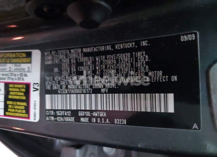 Photo 9 of 2009 Toyota Venza BASE V6 (VIN 4T3ZK11A99U016172)