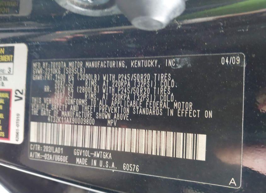 Photo 9 of 2009 Toyota Venza (VIN 4T3ZK11AX9U009800)