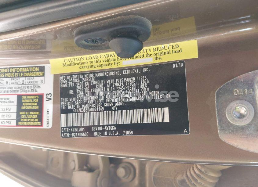 Photo 9 of 2010 Toyota Venza BASE V6 (VIN 4T3ZK3BB0AU024149)