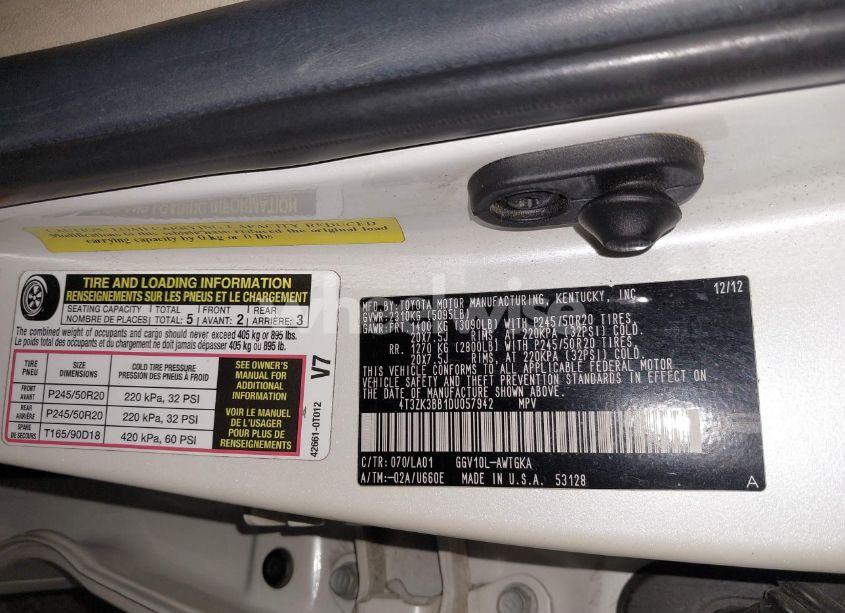 Photo 9 of 2013 Toyota Venza LIMITED V6 (VIN 4T3ZK3BB1DU057942)