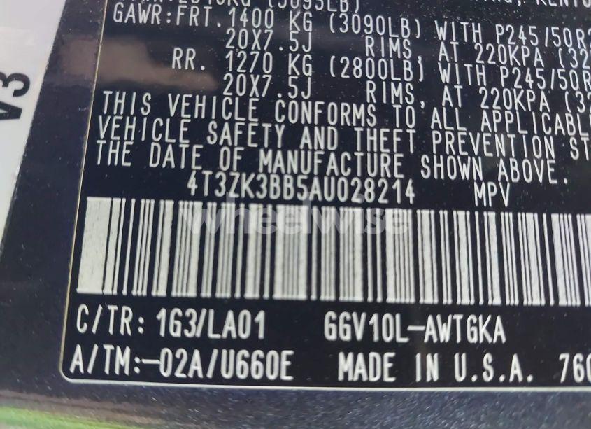 Photo 9 of 2010 Toyota Venza BASE V6 (VIN 4T3ZK3BB5AU028214)