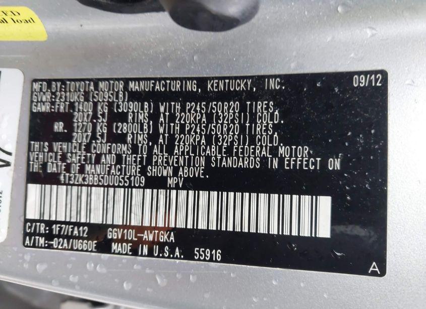 Photo 9 of 2013 Toyota Venza LE V6 (VIN 4T3ZK3BB5DU055109)