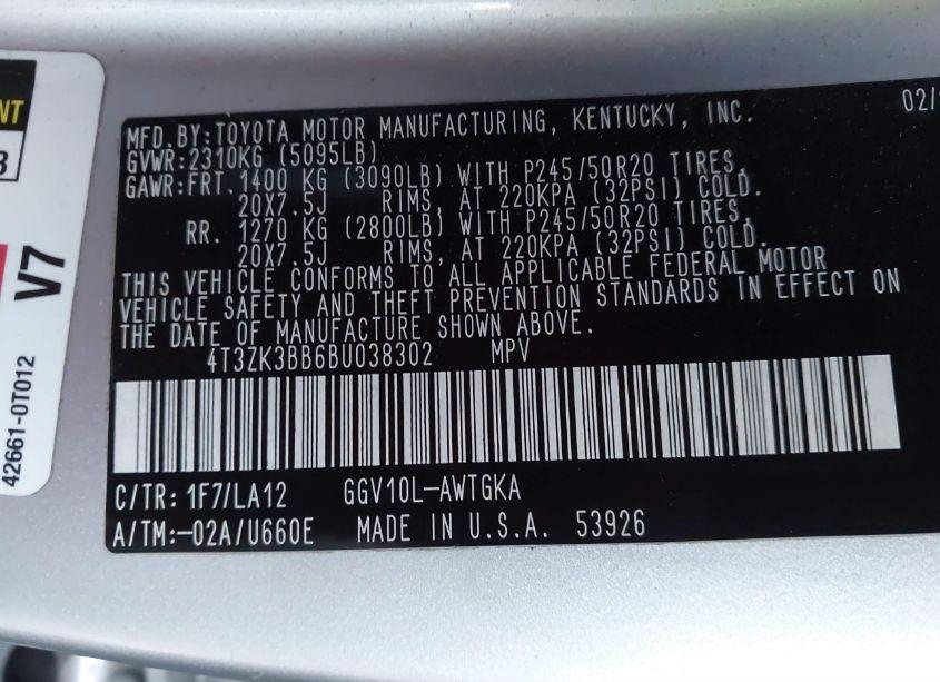 Photo 9 of 2011 Toyota Venza (VIN 4T3ZK3BB6BU038302)
