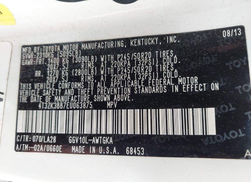 Photo 9 of 2014 Toyota Venza LE/XLE/LIMITED (VIN 4T3ZK3BB7EU063875)