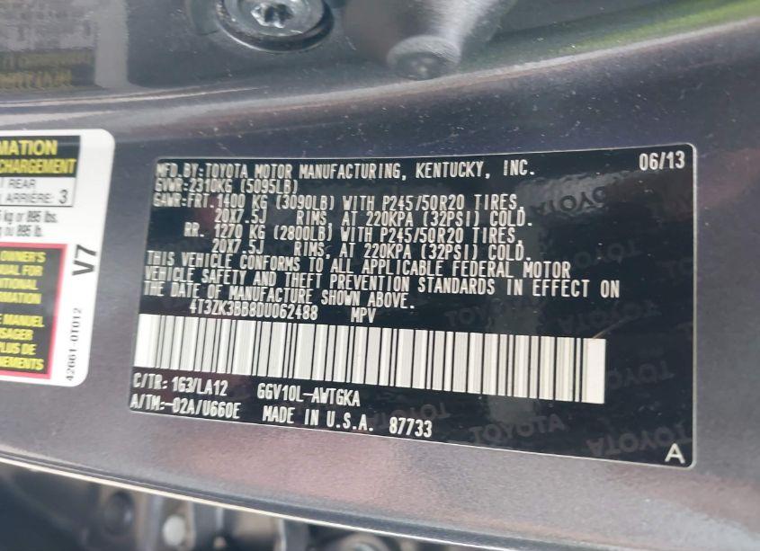 Photo 9 of 2013 Toyota Venza LIMITED V6 (VIN 4T3ZK3BB8DU062488)