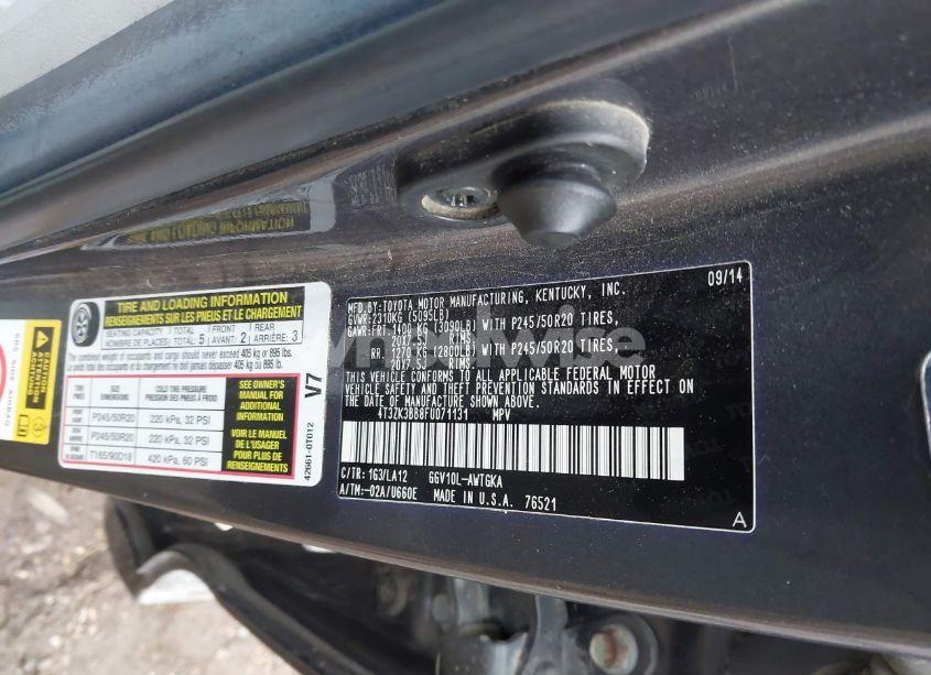 Photo 9 of 2015 Toyota Venza XLE V6 (VIN 4T3ZK3BB8FU071131)