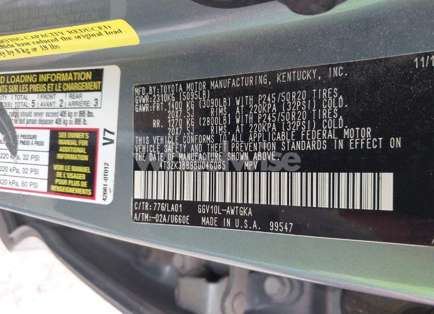 Photo 9 of 2011 Toyota Venza BASE V6 (VIN 4T3ZK3BB9BU046085)