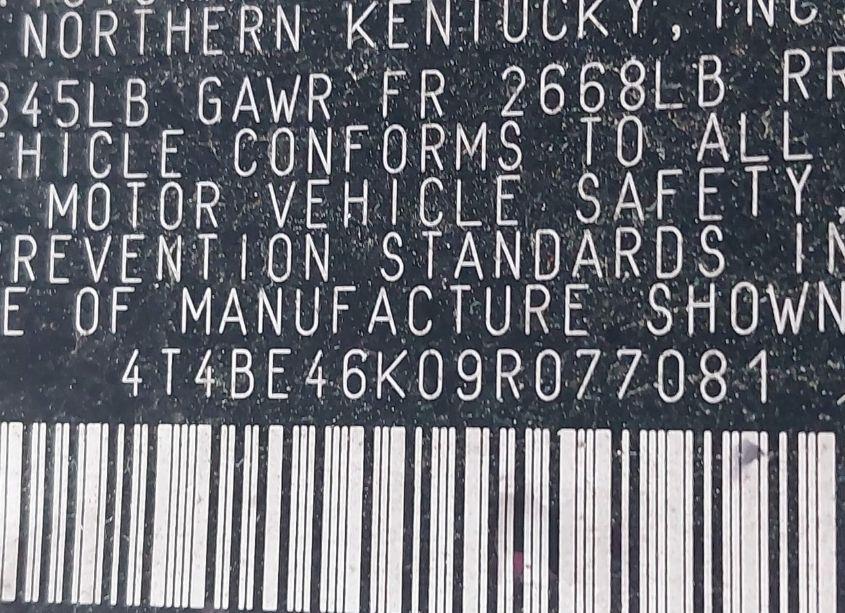 Photo 9 of 2009 Toyota Camry SE/LE/XLE (VIN 4T4BE46K09R077081)