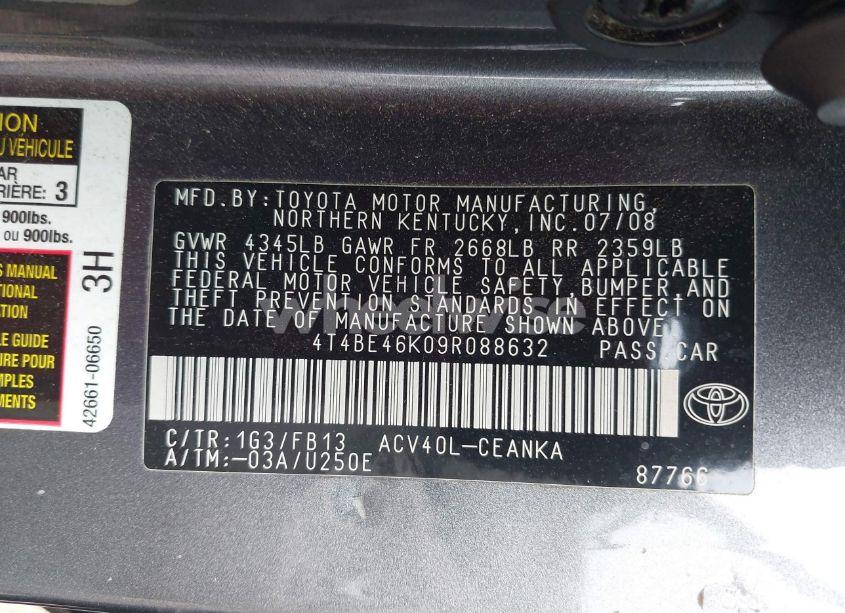 Photo 9 of 2009 Toyota Camry LE (VIN 4T4BE46K09R088632)