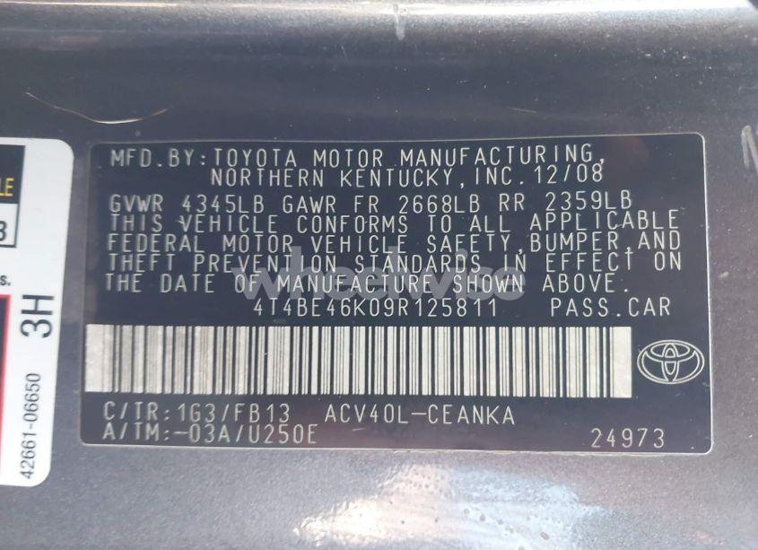 Photo 9 of 2009 Toyota Camry LE (VIN 4T4BE46K09R125811)