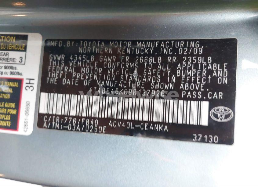 Photo 9 of 2009 Toyota Camry LE (VIN 4T4BE46K09R137926)