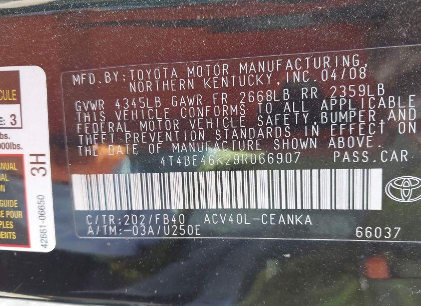 Photo 9 of 2009 Toyota Camry LE (VIN 4T4BE46K29R066907)