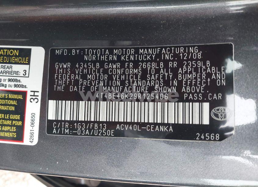Photo 9 of 2009 Toyota Camry LE (VIN 4T4BE46K29R125406)