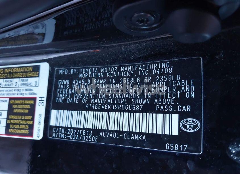 Photo 9 of 2009 Toyota Camry LE (VIN 4T4BE46K39R066687)
