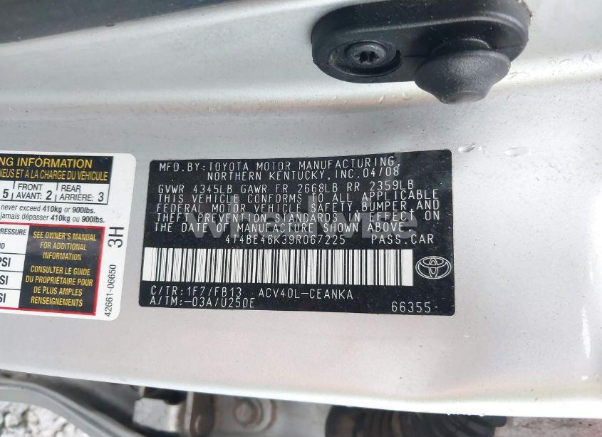 Photo 9 of 2009 Toyota Camry LE (VIN 4T4BE46K39R067225)