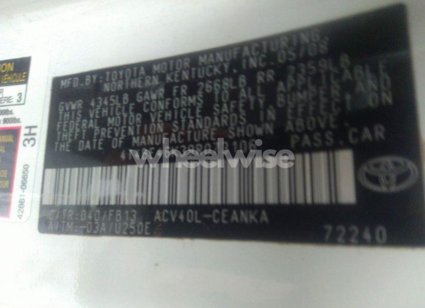 Photo 9 of 2009 Toyota Camry LE (VIN 4T4BE46K39R073106)