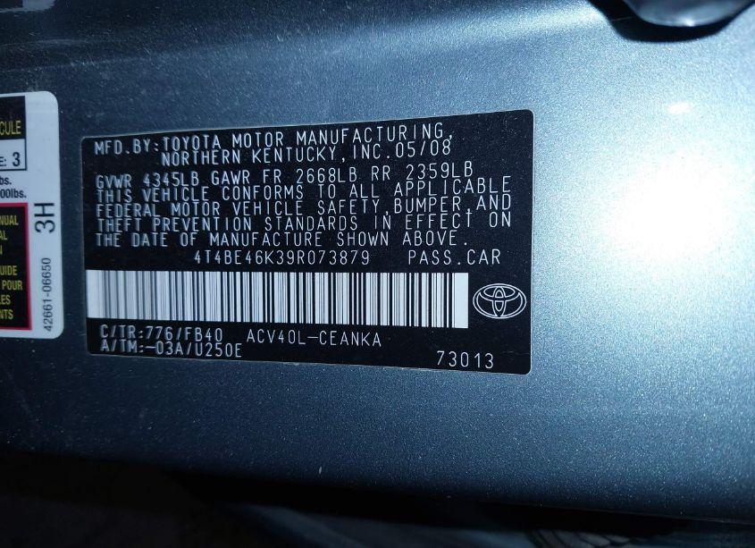 Photo 9 of 2009 Toyota Camry LE (VIN 4T4BE46K39R073879)