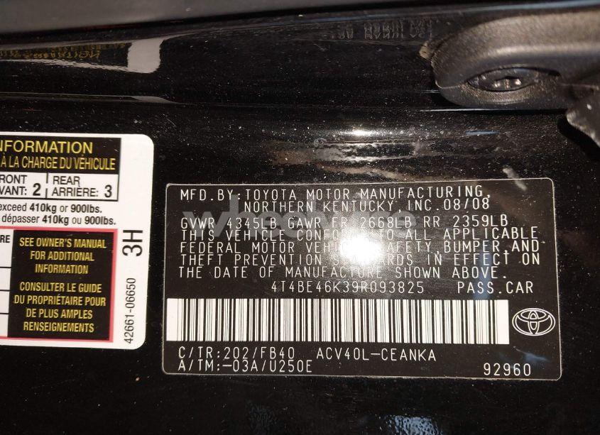 Photo 9 of 2009 Toyota Camry LE (VIN 4T4BE46K39R093825)