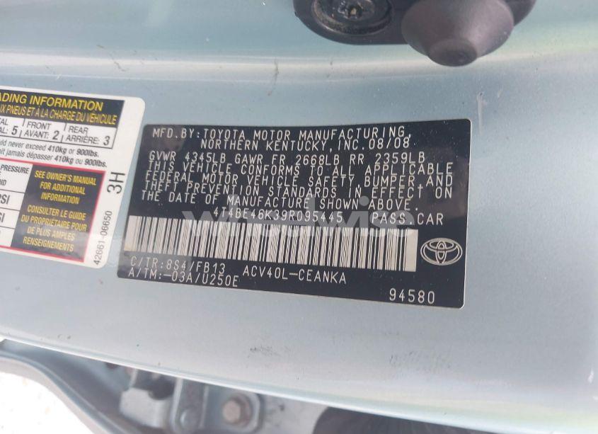 Photo 9 of 2009 Toyota Camry LE (VIN 4T4BE46K39R095445)