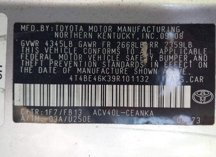 Photo 9 of 2009 Toyota Camry LE (VIN 4T4BE46K39R101132)