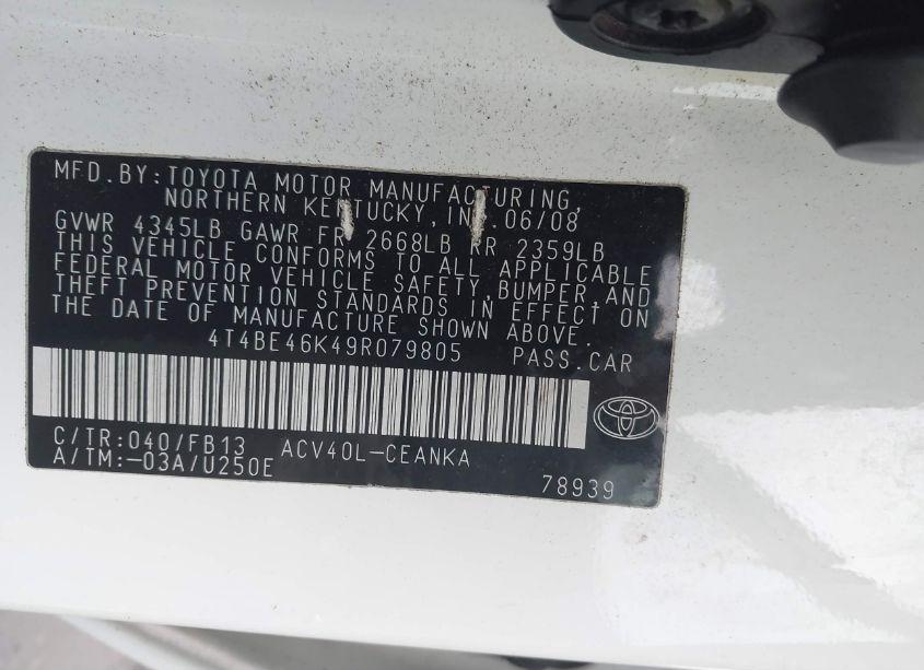 Photo 9 of 2009 Toyota Camry SE/LE/XLE (VIN 4T4BE46K49R079805)