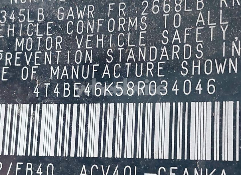 Photo 9 of 2008 Toyota Camry LE (VIN 4T4BE46K58R034046)