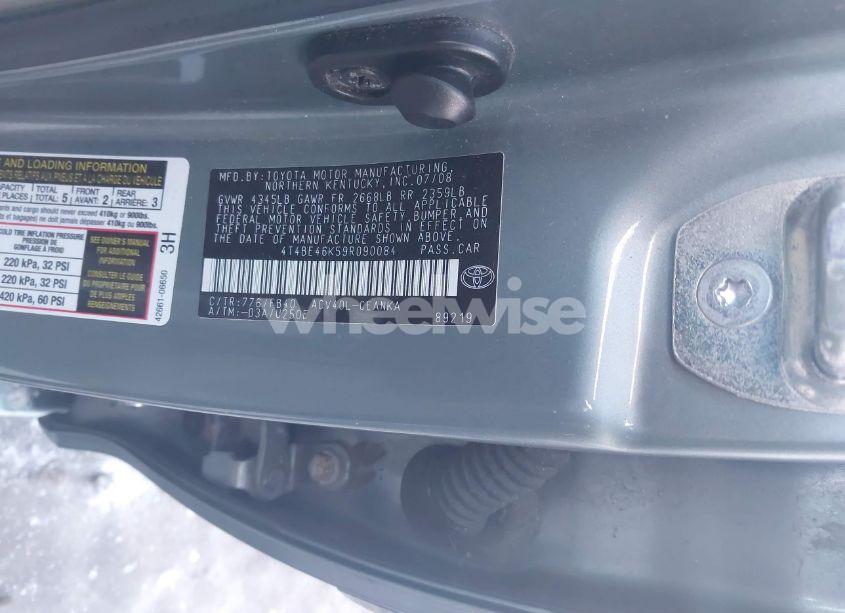 Photo 9 of 2009 Toyota Camry LE (VIN 4T4BE46K59R090084)