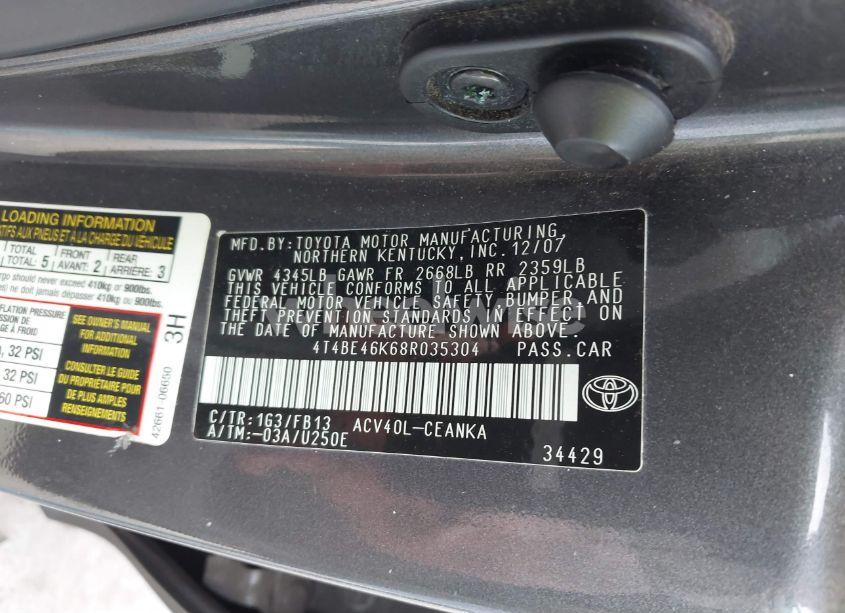 Photo 9 of 2008 Toyota Camry LE (VIN 4T4BE46K68R035304)
