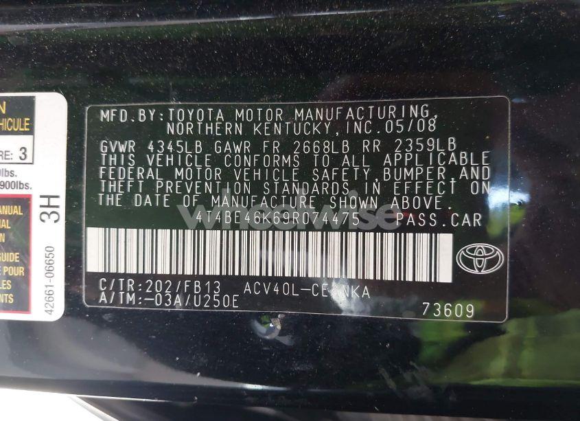 Photo 9 of 2009 Toyota Camry LE (VIN 4T4BE46K69R074475)