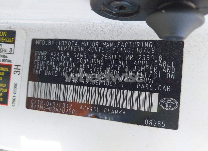 Photo 9 of 2009 Toyota Camry LE (VIN 4T4BE46K69R109211)