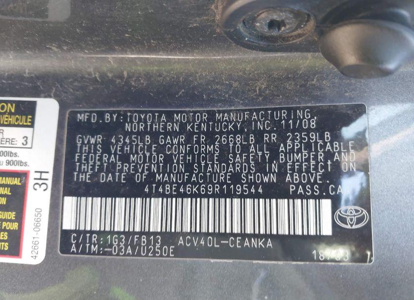 Photo 9 of 2009 Toyota Camry LE (VIN 4T4BE46K69R119544)