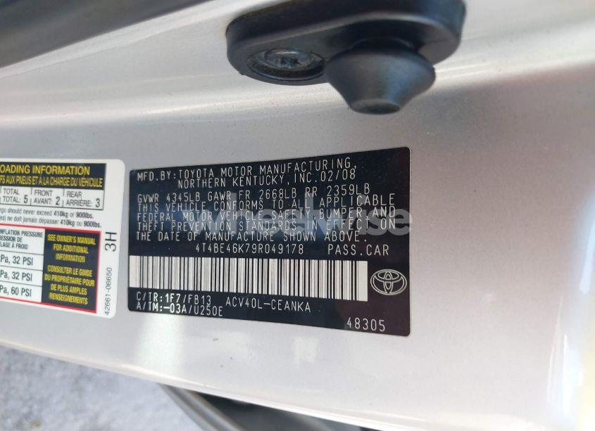 Photo 9 of 2009 Toyota Camry LE (VIN 4T4BE46K79R049178)