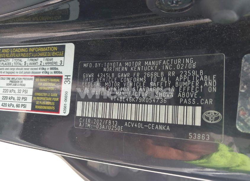 Photo 9 of 2009 Toyota Camry LE/SE/XLE (VIN 4T4BE46K79R054736)