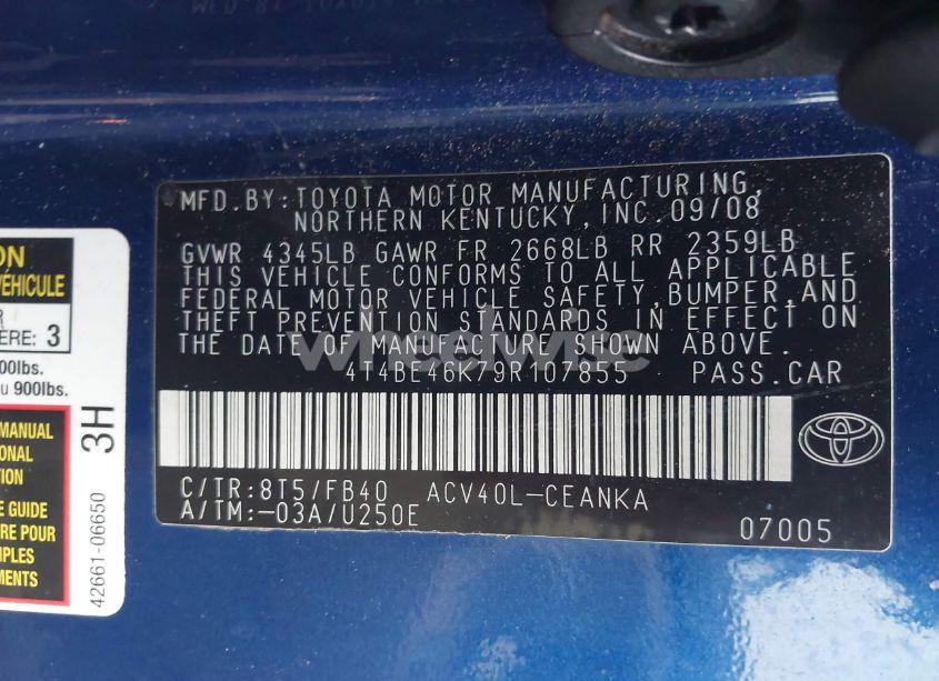 Photo 9 of 2009 Toyota Camry LE (VIN 4T4BE46K79R107855)