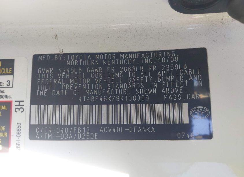 Photo 9 of 2009 Toyota Camry LE (VIN 4T4BE46K79R108309)