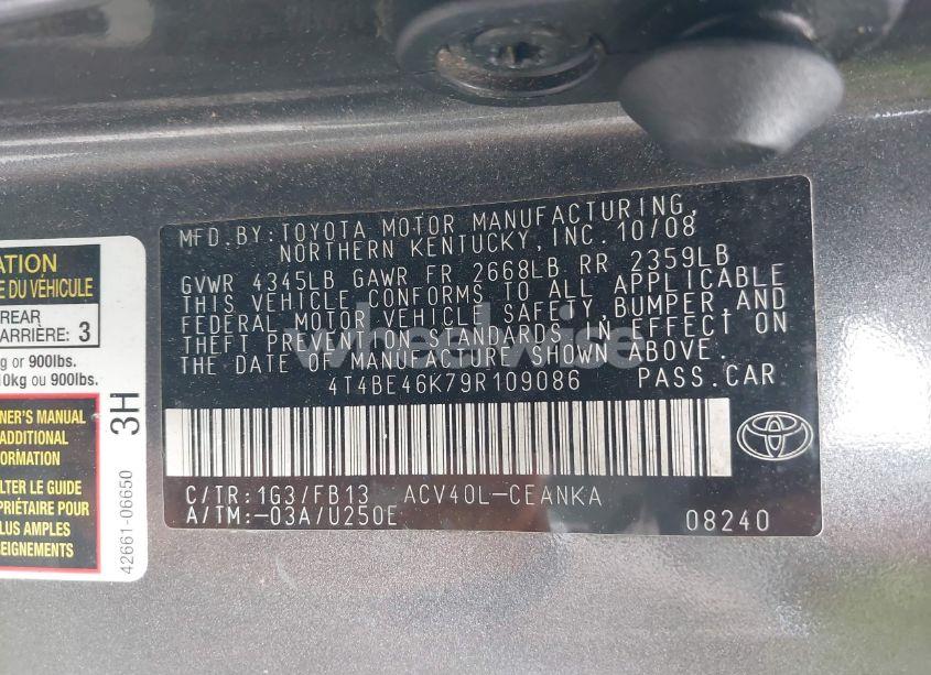 Photo 9 of 2009 Toyota Camry LE (VIN 4T4BE46K79R109086)