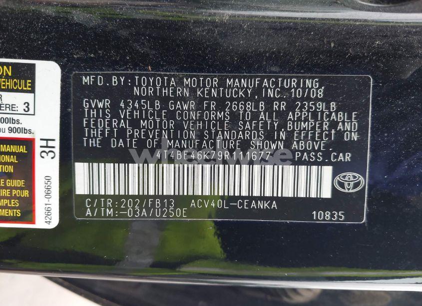 Photo 9 of 2009 Toyota Camry LE (VIN 4T4BE46K79R111677)